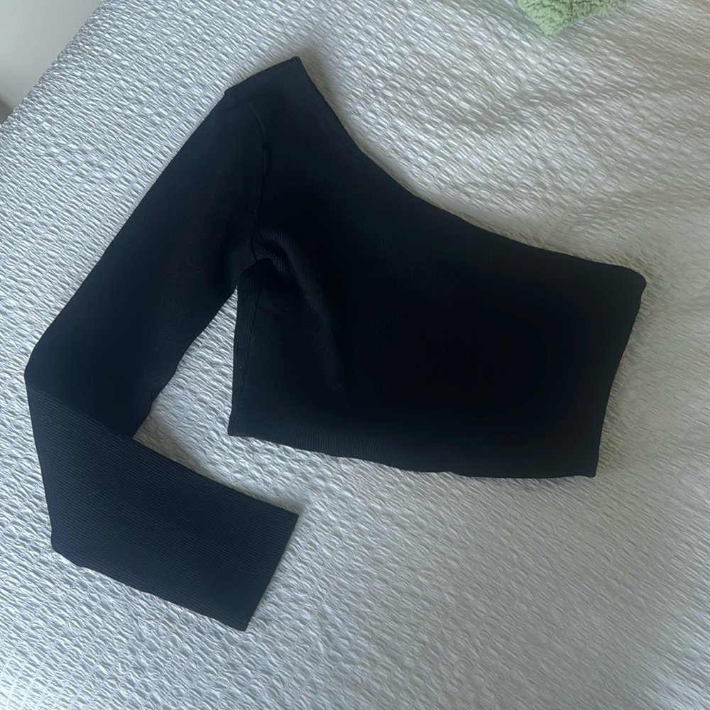 Princess Polly One Shoulder Black Top